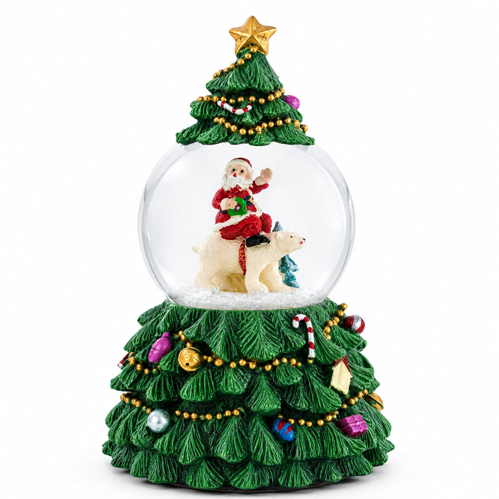 Santa's Riding Polar Bear Spinning Musical Water Snow Globe | Snow Globes > Santa | Wiccan Center