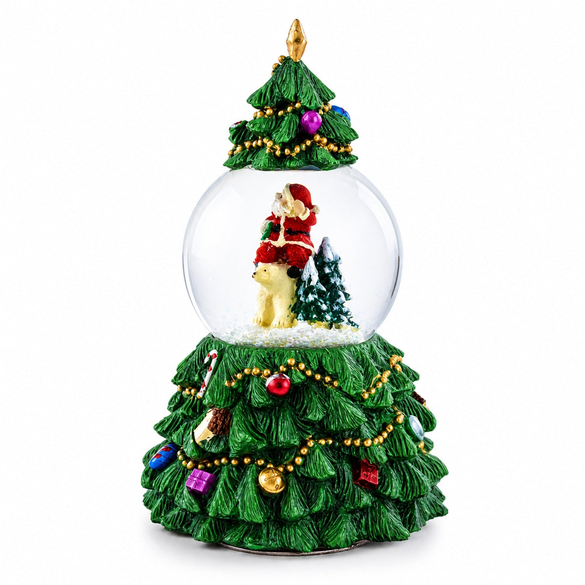Santa's Riding Polar Bear Spinning Musical Water Snow Globe | Snow Globes > Santa | Wiccan Center