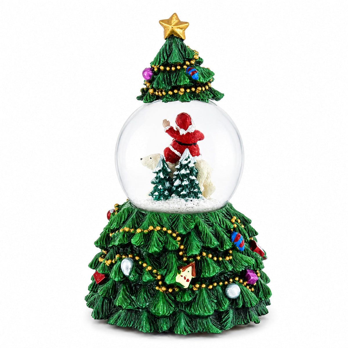 Santa's Riding Polar Bear Spinning Musical Water Snow Globe | Snow Globes > Santa | Wiccan Center