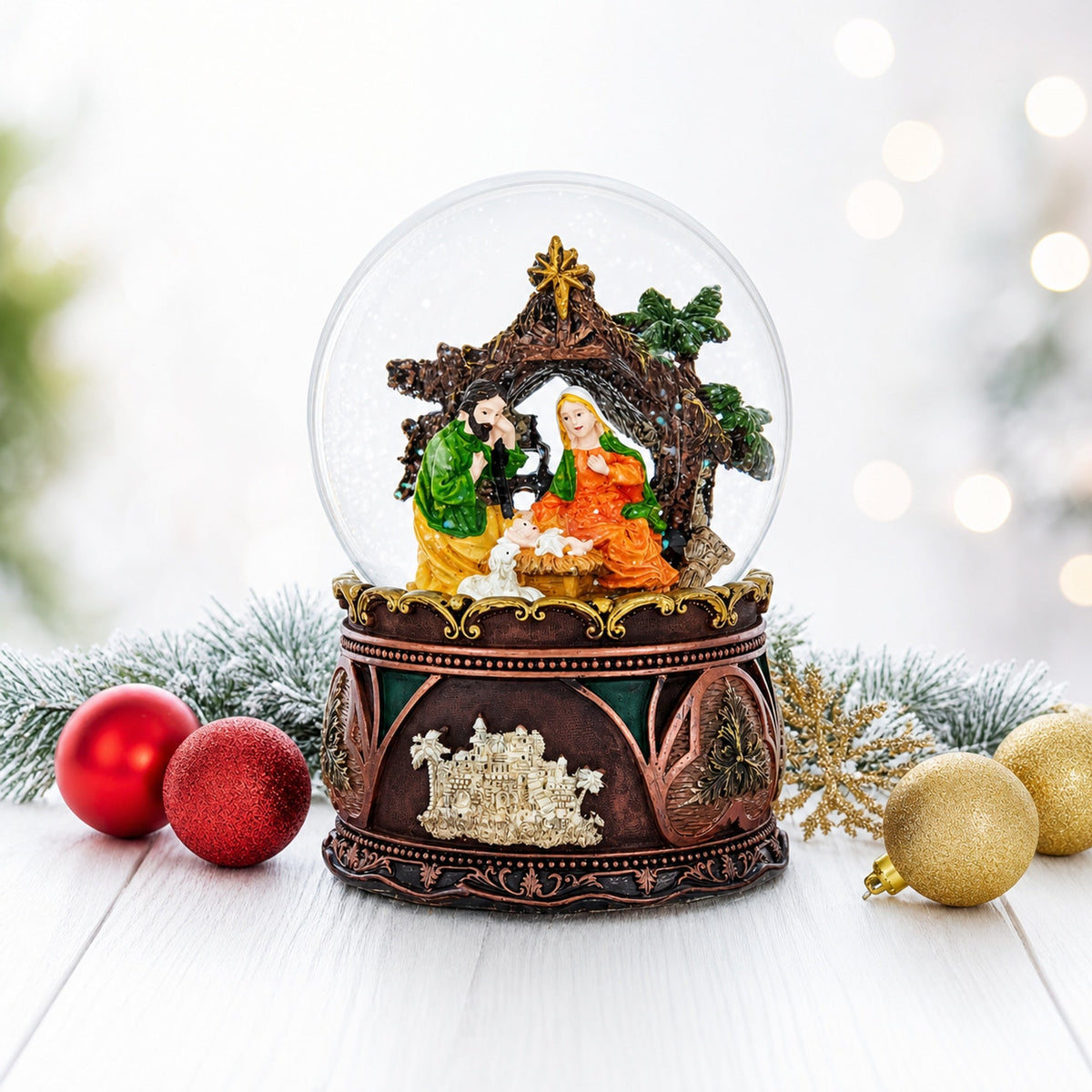 Nativity Serenity Water Snow Globe with "Silent Night" Music Box | Snow Globes > Religious > Nativity | Wiccan Center