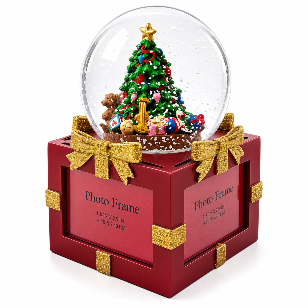 Four-Sided Picture Frame Christmas Tree Musical Water Snow Globe | Snow Globes > Santa | Wiccan Center