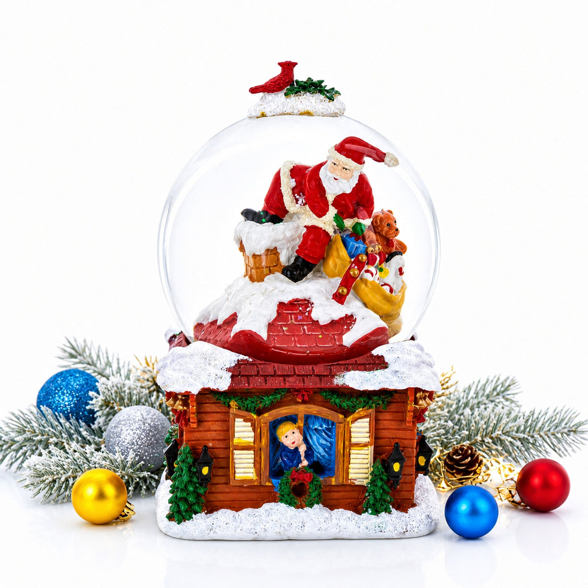 Santa with Christmas Gifts Chimney Journey Musical Water Snow Globe | Snow Globes > Santa | Wiccan Center