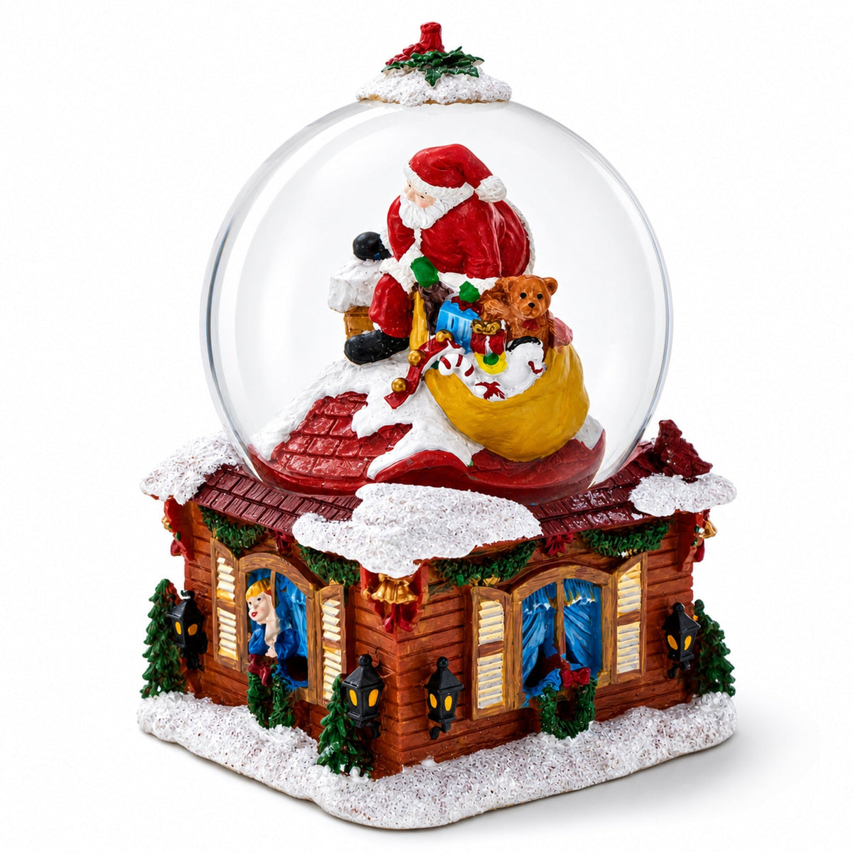 Santa with Christmas Gifts Chimney Journey Musical Water Snow Globe | Snow Globes > Santa | Wiccan Center