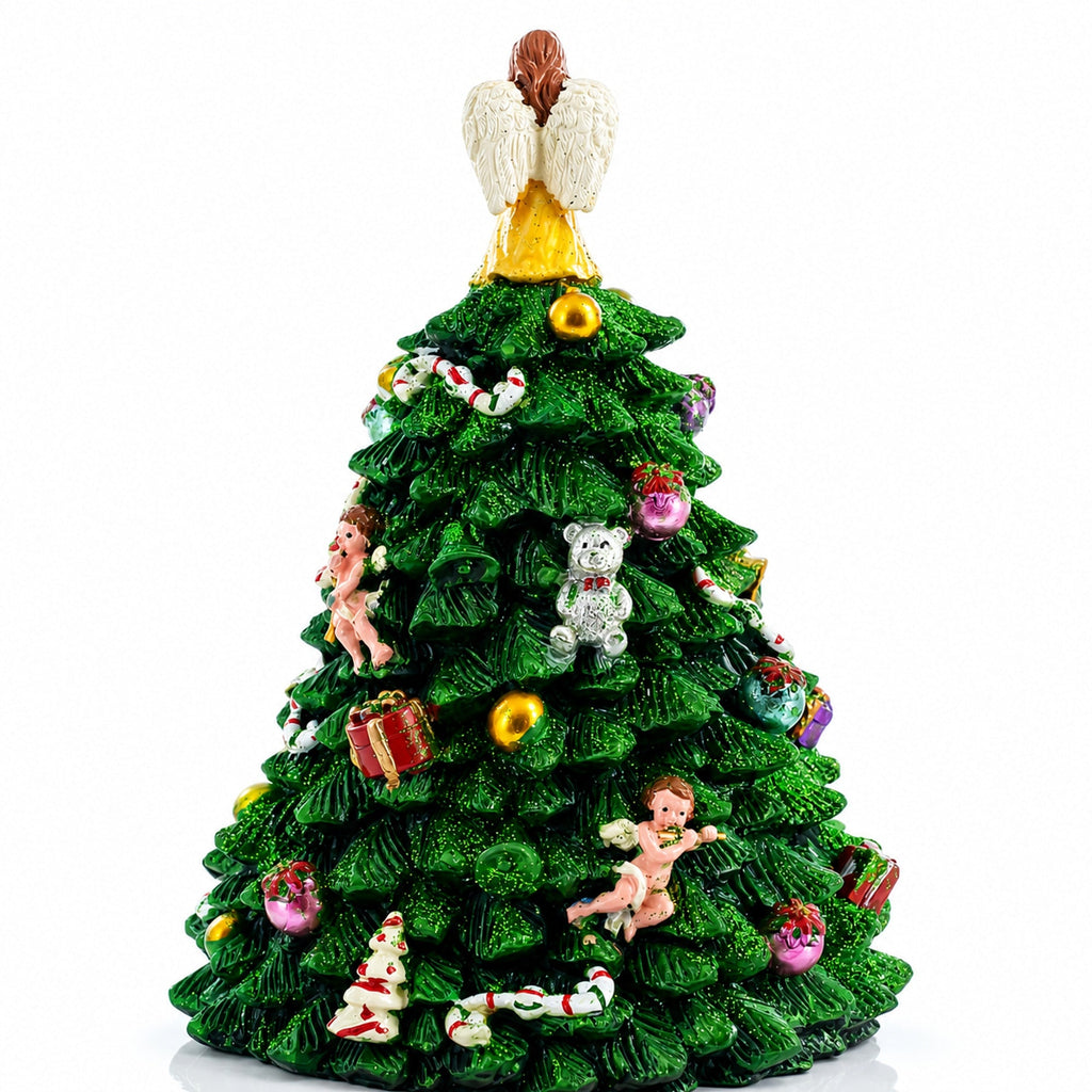 Wind-up Spinning Musical Christmas Tree with Angel Topper | Musical Figurines > Tabletop Christmas Trees | Wiccan Center