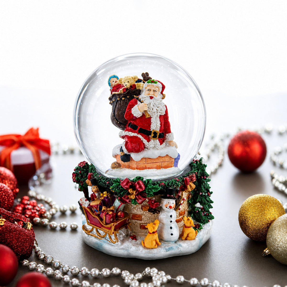 Santa's Chimney Adventure Musical Water Snow Globe | Snow Globes > Santa | Wiccan Center