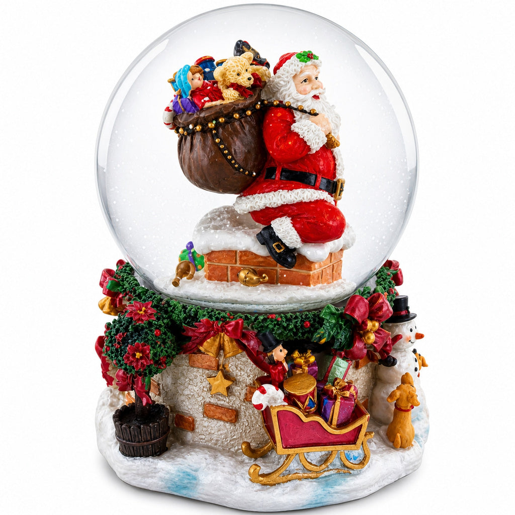 Santa's Chimney Adventure Musical Water Snow Globe | Snow Globes > Santa | Wiccan Center