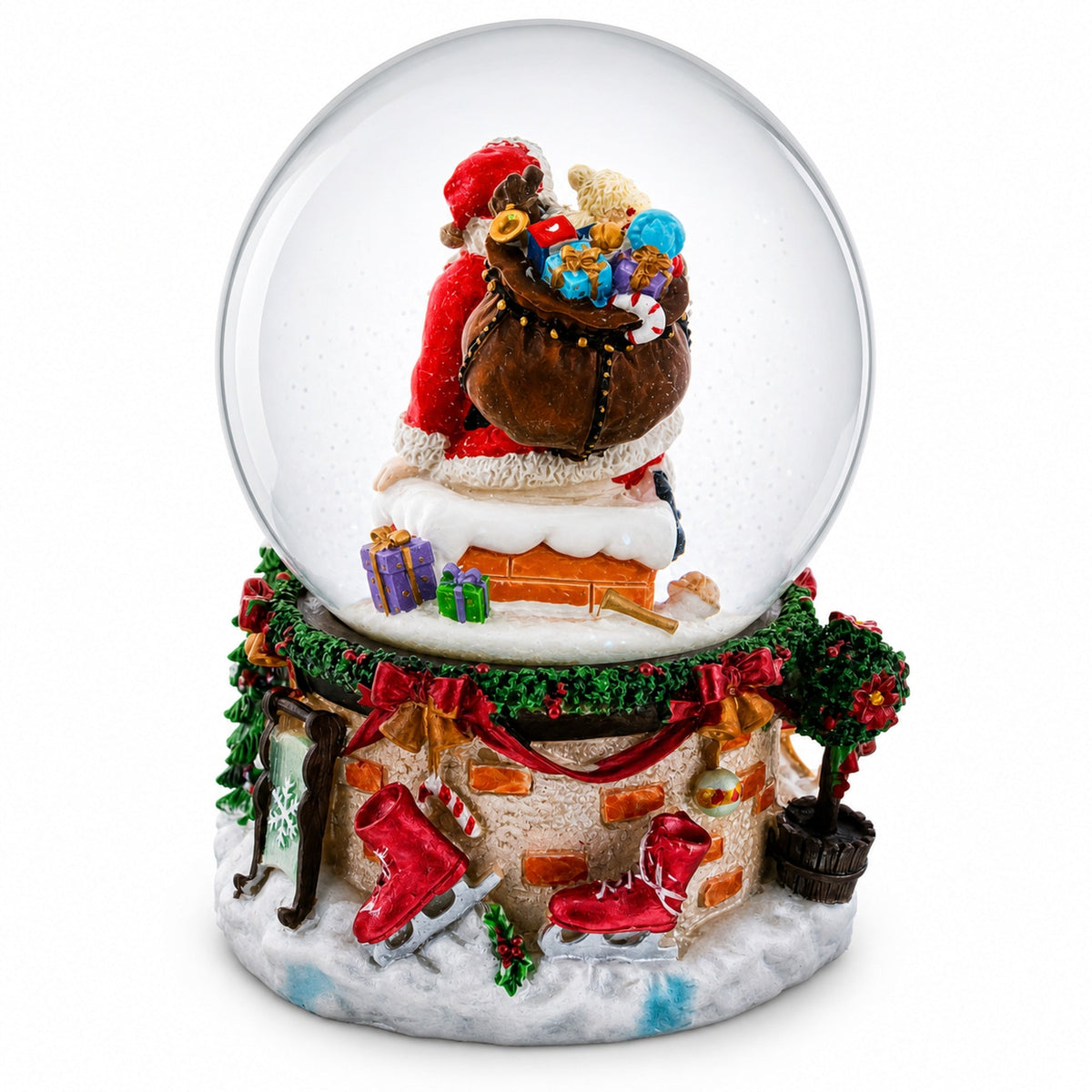 Santa's Chimney Adventure Musical Water Snow Globe | Snow Globes > Santa | Wiccan Center