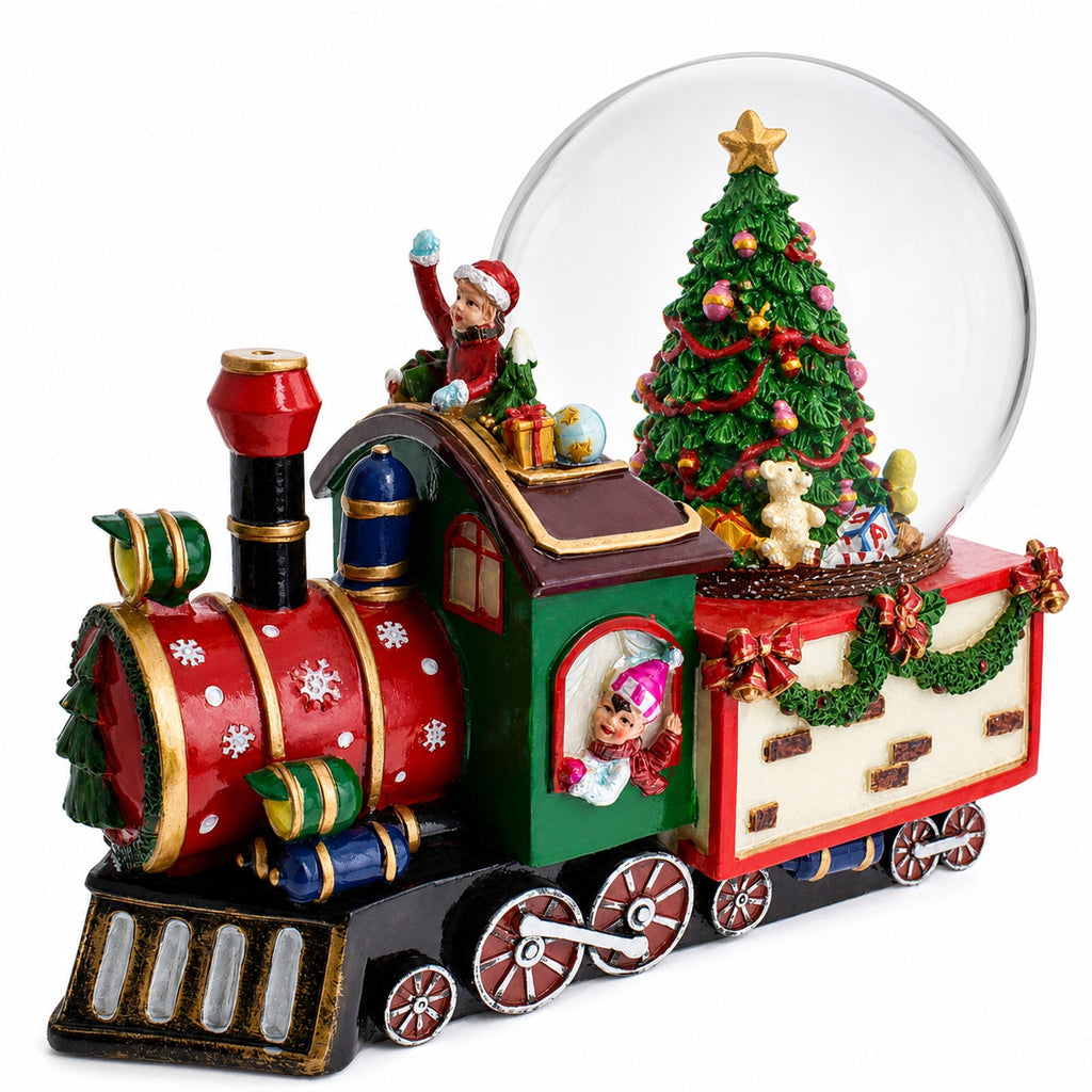 Children Riding Train Musical Christmas Water Snow Globe | Snow Globes > Trains > Musical Figurines | Wiccan Center