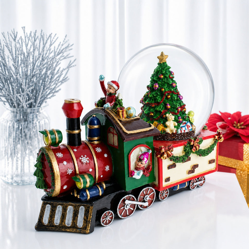 Children Riding Train Musical Christmas Water Snow Globe | Snow Globes > Trains > Musical Figurines | Wiccan Center