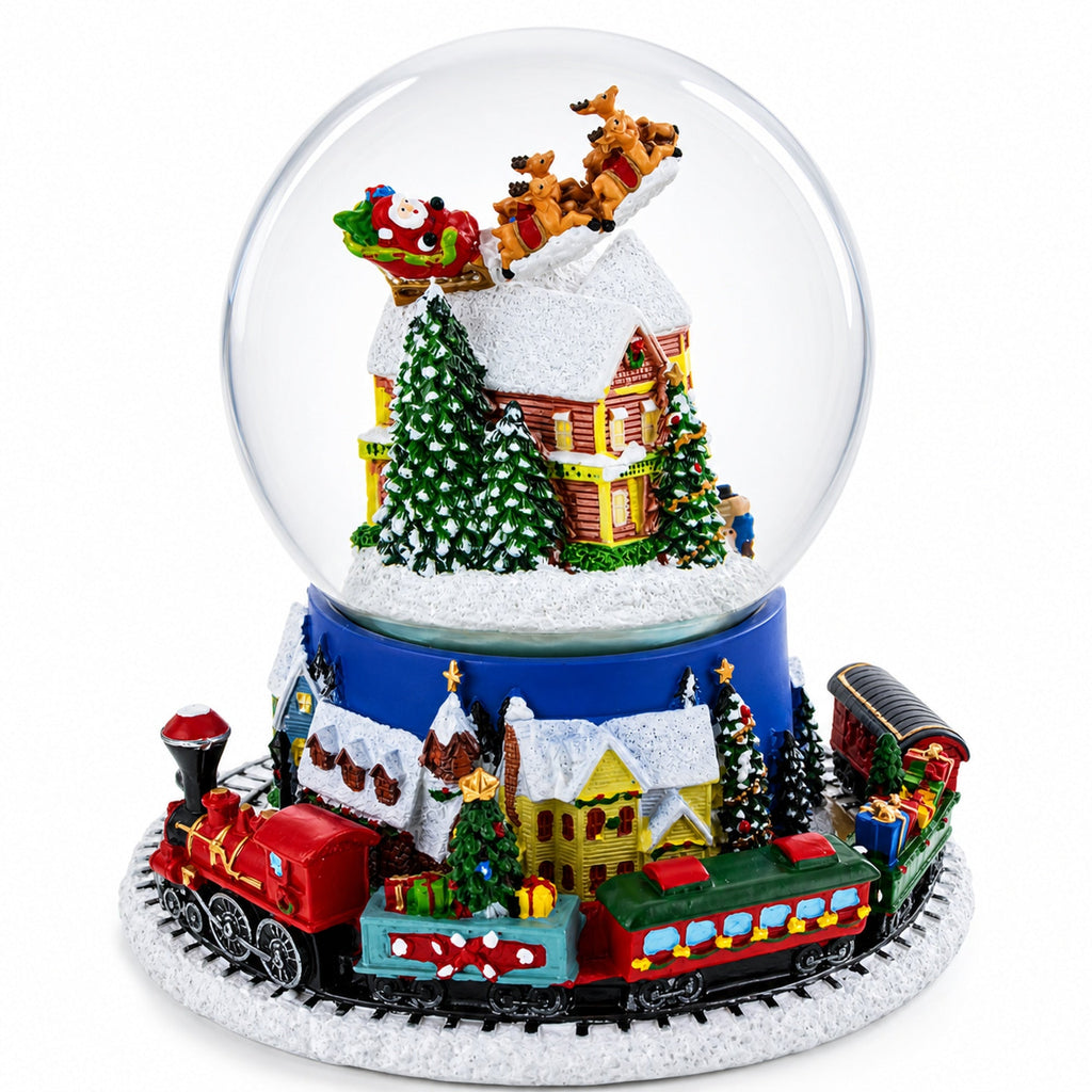Moving Train Base Musical Christmas Water Snow Globe | Snow Globes > Santa | Wiccan Center