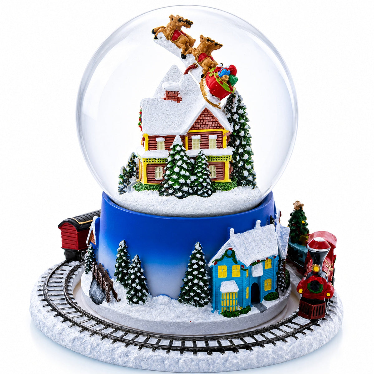 Moving Train Base Musical Christmas Water Snow Globe | Snow Globes > Santa | Wiccan Center