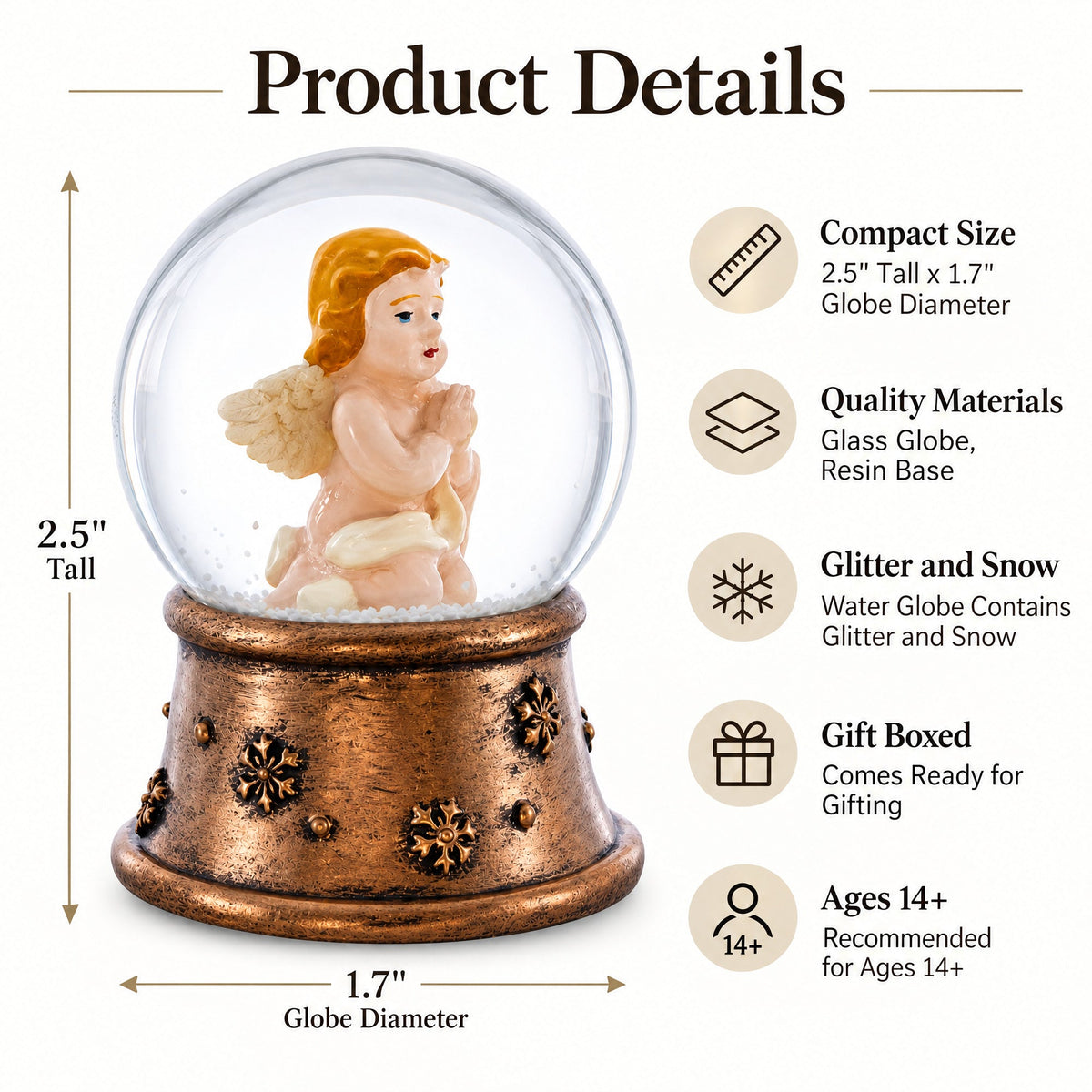 Golden Angel Mini Water Snow Globe | Snow Globes > Religious > Nativity | Wiccan Center