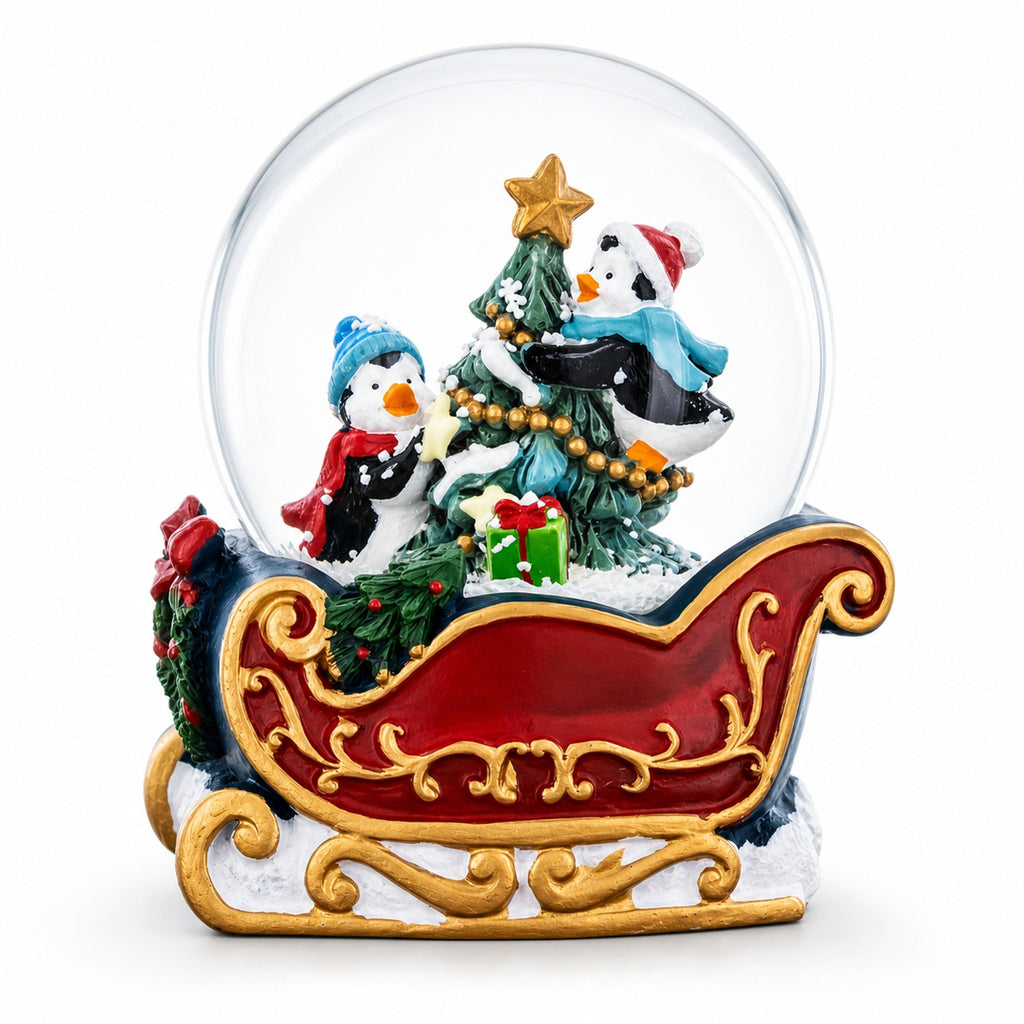 Penguin Sleigh Ride Mini Water Snow Globe | Snow Globes > Animals | Wiccan Center