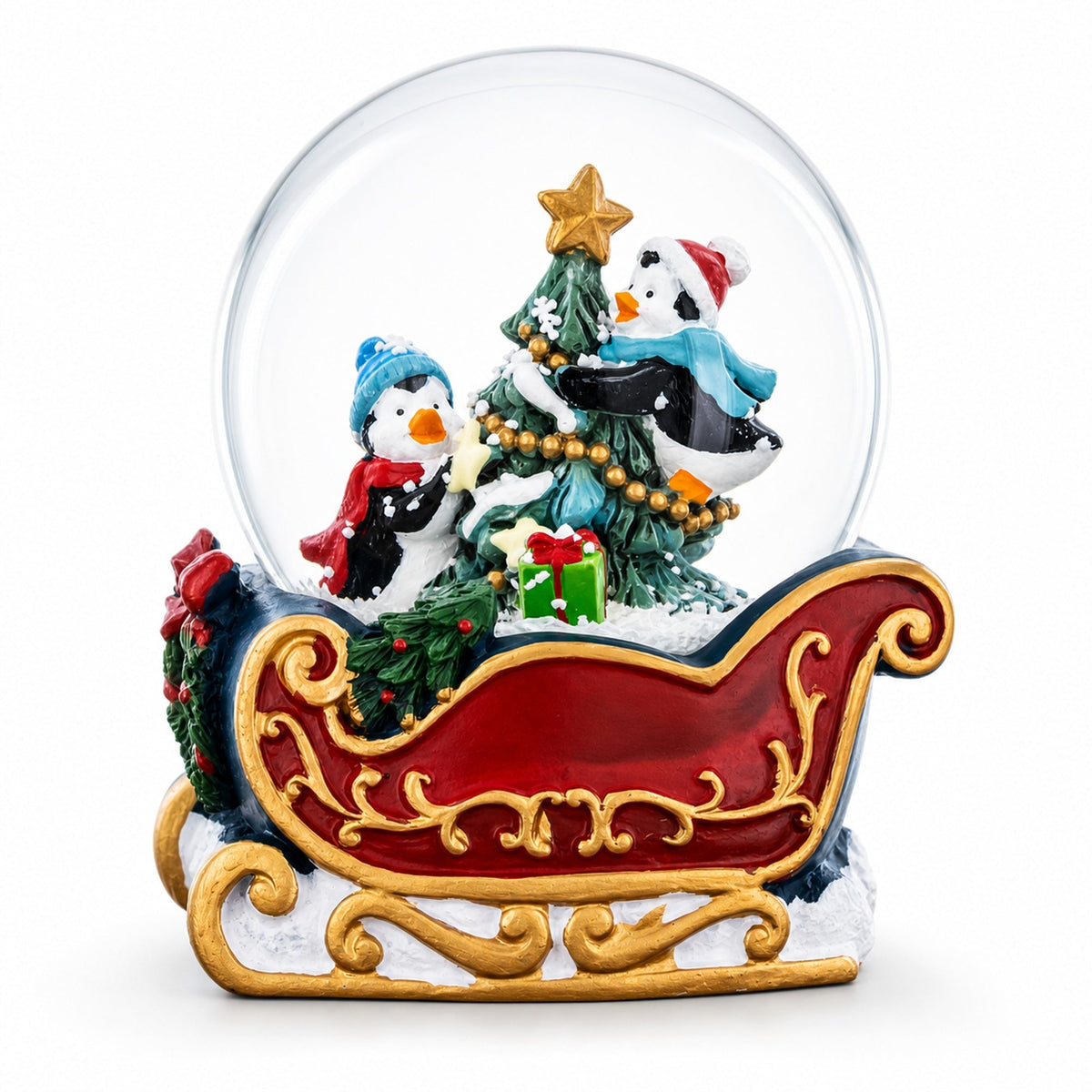 Penguin Sleigh Ride Mini Water Snow Globe | Snow Globes > Animals | Wiccan Center