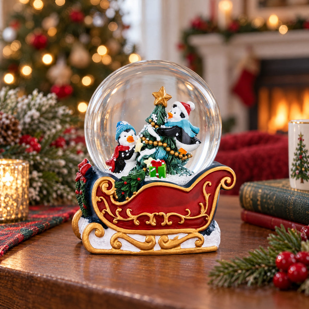 Penguin Sleigh Ride Mini Water Snow Globe | Snow Globes > Animals | Wiccan Center