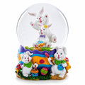 Spring Easter Egg Painting Rabbits Music Box Snow Globe 6 Inches Tall | Easter > Water Globes > Bunnies | Wiccan Center