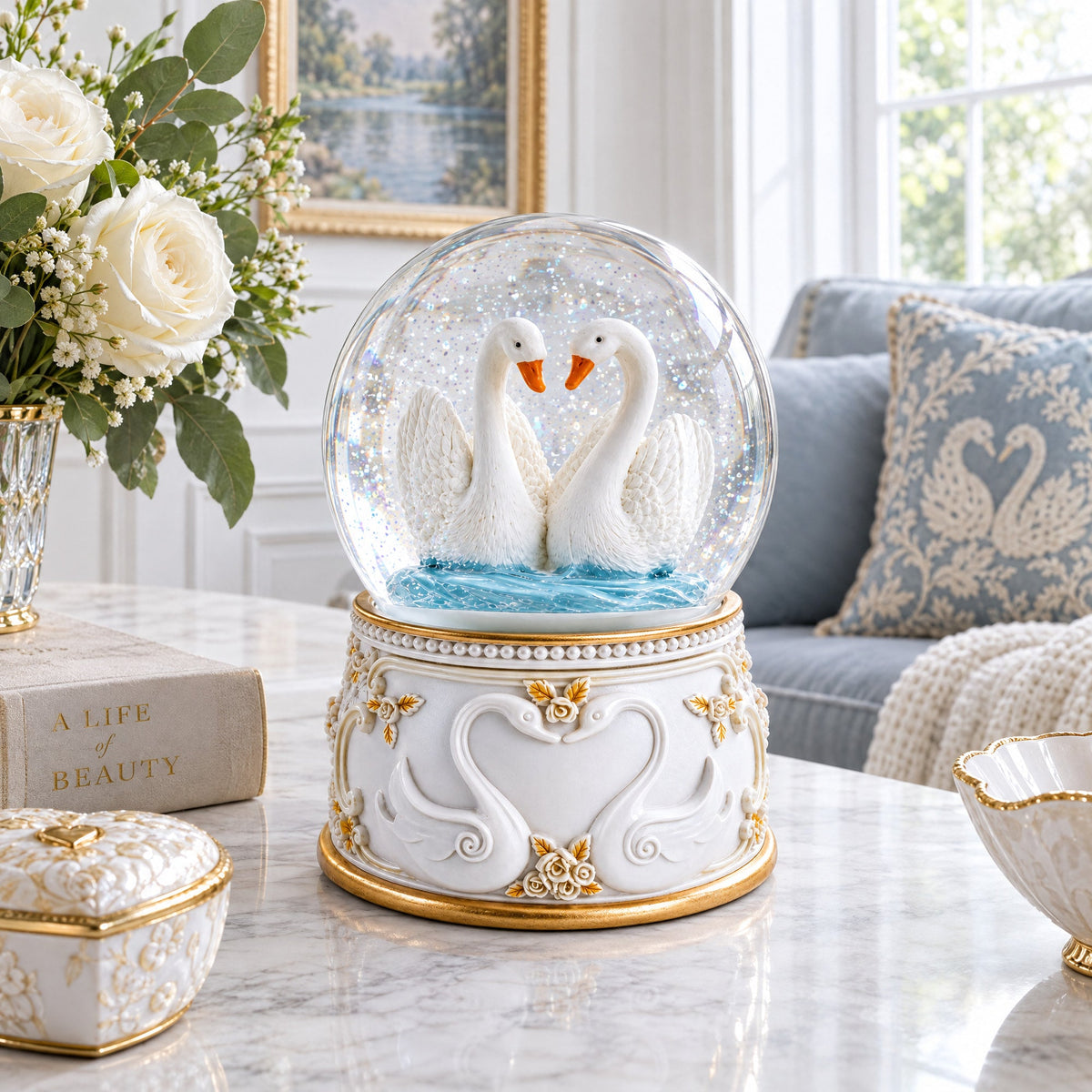 Romantic Swan Spinning Musical Water Snow Globe | Snow Globes > Animals | Wiccan Center