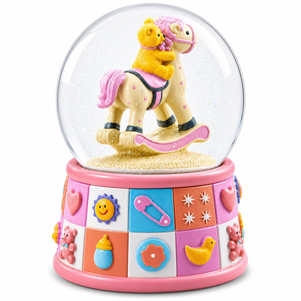 Teddy Bear Rocking Horse Musical Snow Globe - Nursery Decor 5.7 Inches | Snow Globes > Baby | Wiccan Center