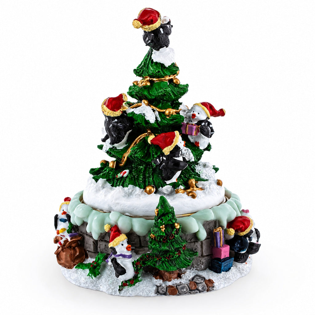 Animated Musical Penguin Christmas Tree Figurine - Rotating Music Box | Musical Figurines > Animals | Wiccan Center