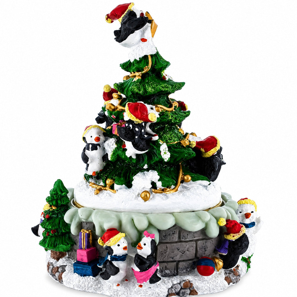 Animated Musical Penguin Christmas Tree Figurine - Rotating Music Box | Musical Figurines > Animals | Wiccan Center