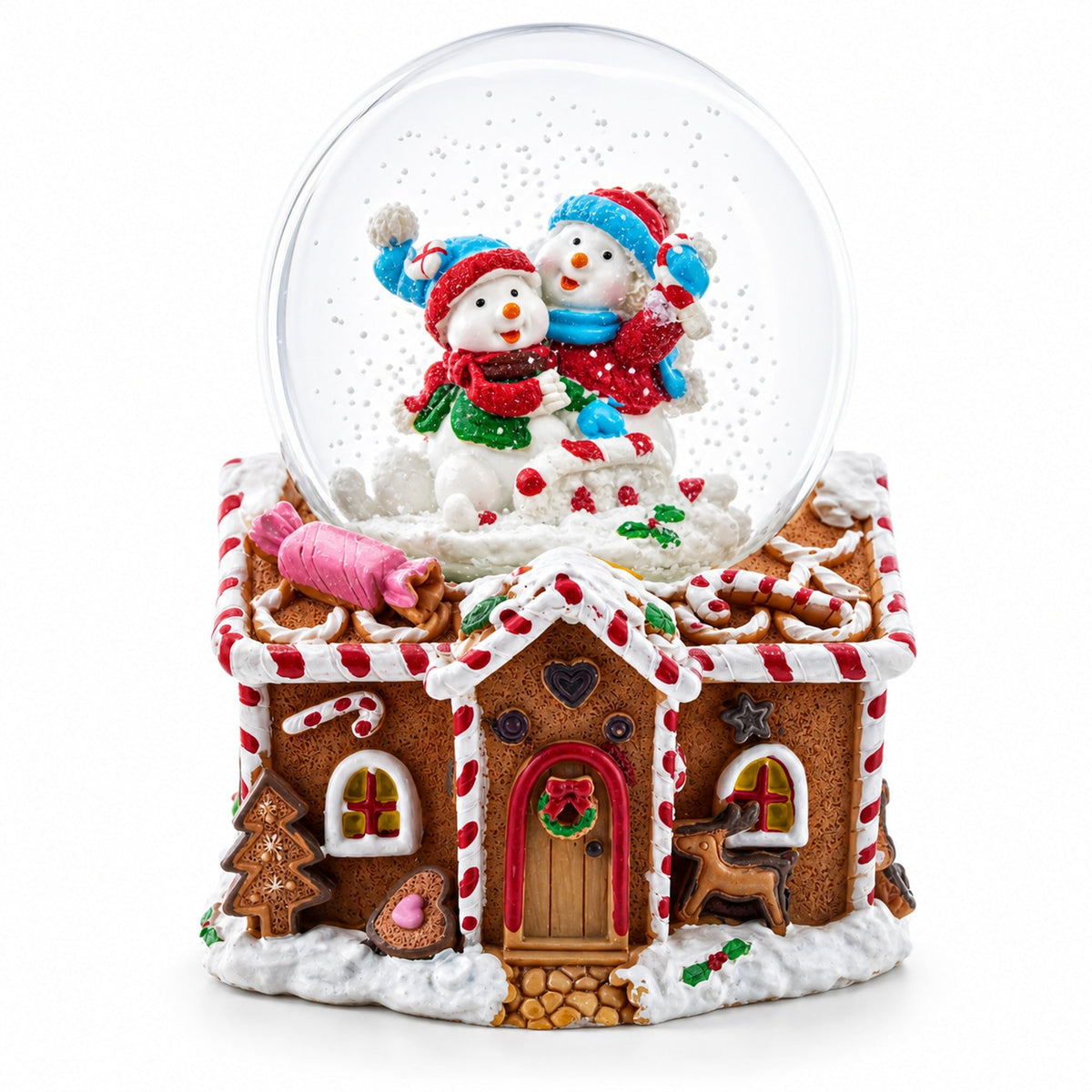 Gingerbread Cottage Snowmen Romance Musical Water Snow Globe | Snow Globes > Gingerbread | Wiccan Center