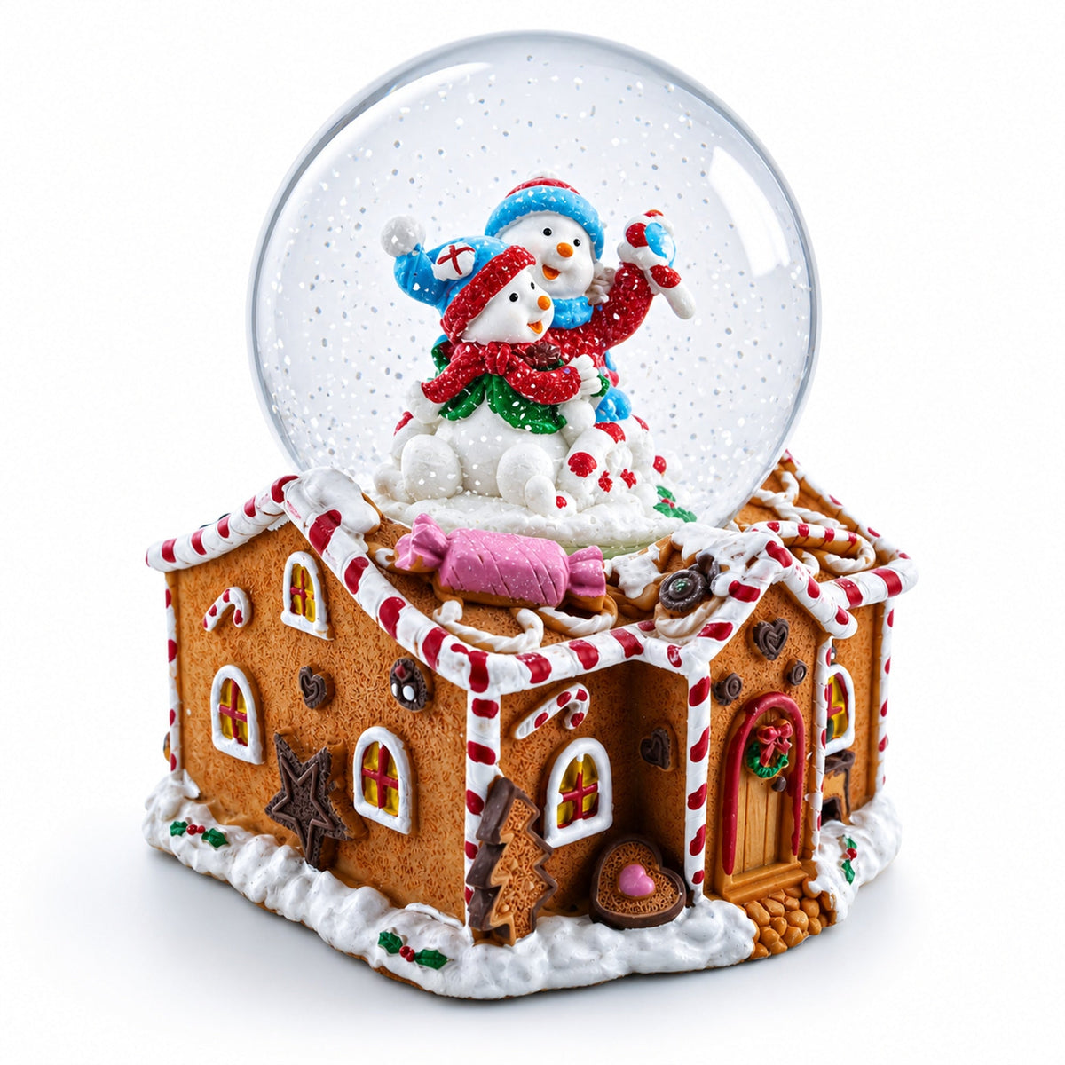 Gingerbread Cottage Snowmen Romance Musical Water Snow Globe | Snow Globes > Gingerbread | Wiccan Center