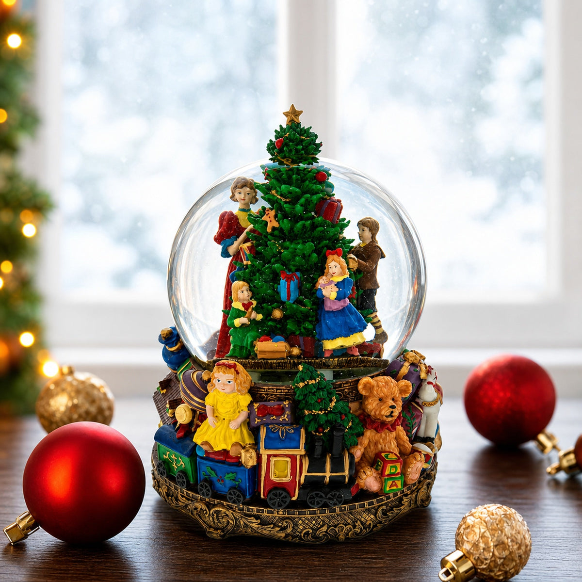 Children Decorating Tree LED Musical Water Snow Globe | Snow Globes > Santa | Wiccan Center