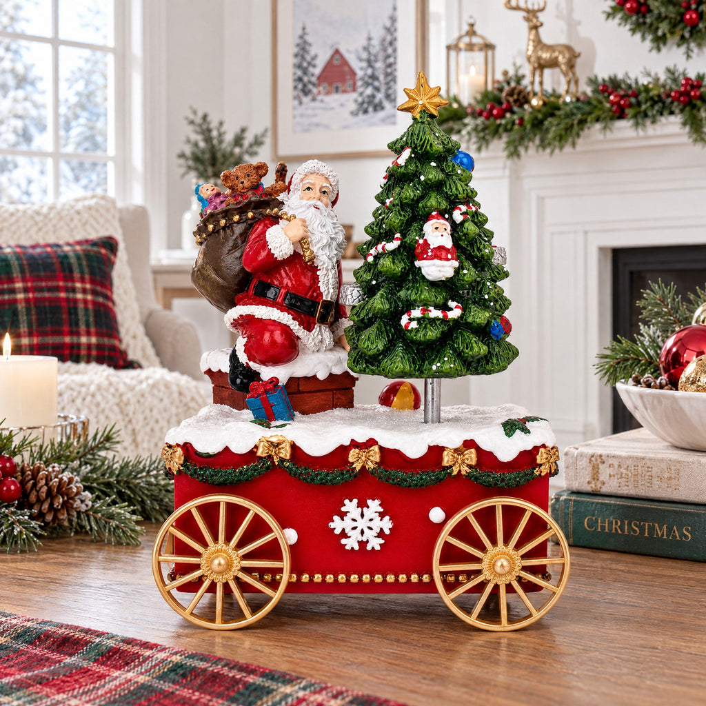 Spinning Christmas Tree Musical Box on Wheels | Musical Figurines > Santa | Wiccan Center