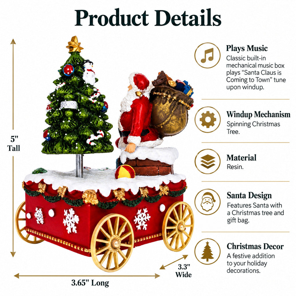 Spinning Christmas Tree Musical Box on Wheels | Musical Figurines > Santa | Wiccan Center