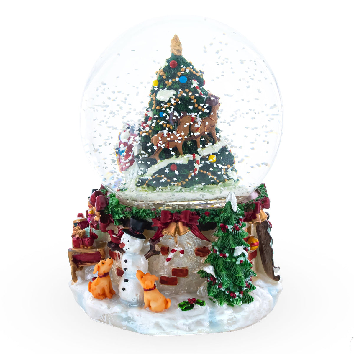Santa's, Snowman and Canine Companions Musical Water Snow Globe | Snow Globes > Santa | Wiccan Center