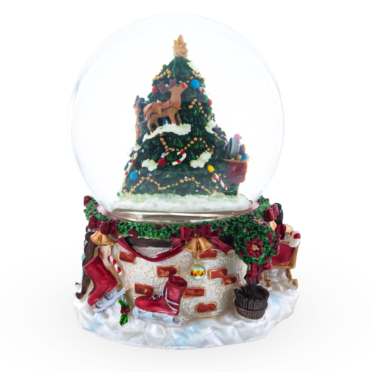 Santa's, Snowman and Canine Companions Musical Water Snow Globe | Snow Globes > Santa | Wiccan Center