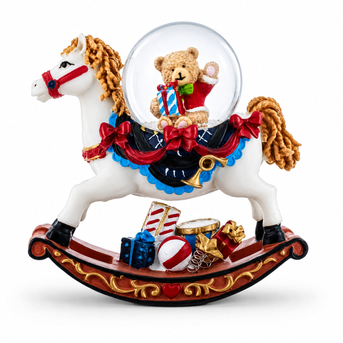 Teddy Bears' Rocking Horse Christmas Water Snow Globe | Snow Globes > Animals | Wiccan Center