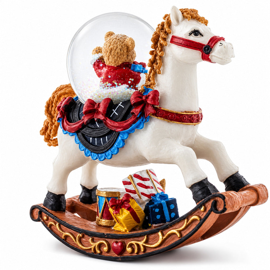 Teddy Bears' Rocking Horse Christmas Water Snow Globe | Snow Globes > Animals | Wiccan Center