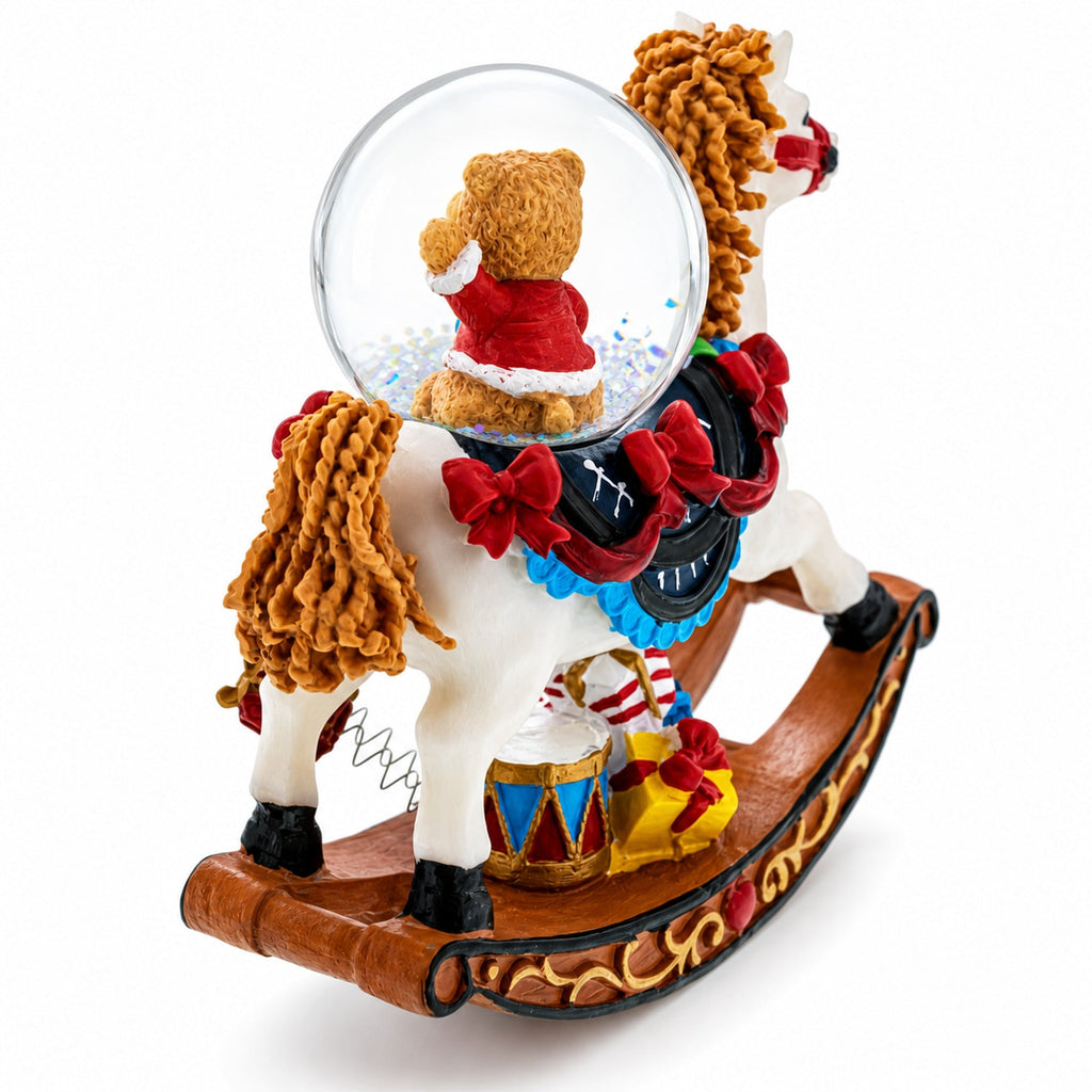 Teddy Bears' Rocking Horse Christmas Water Snow Globe | Snow Globes > Animals | Wiccan Center