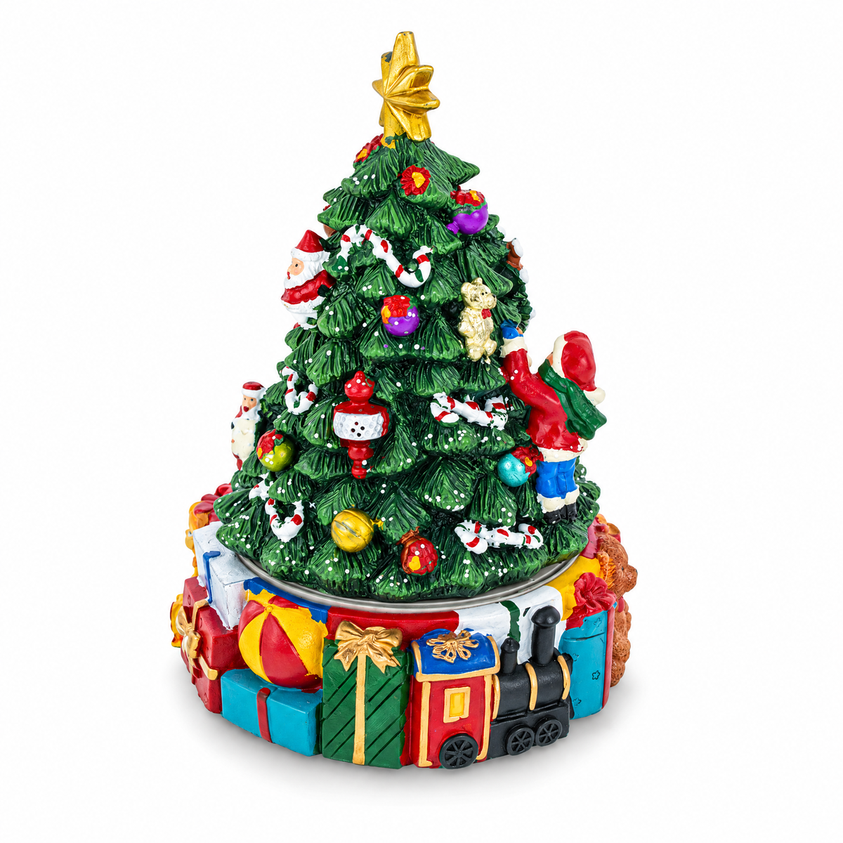 Animated Musical Christmas Tree Figurine - Rotating Deck the Halls Music Box