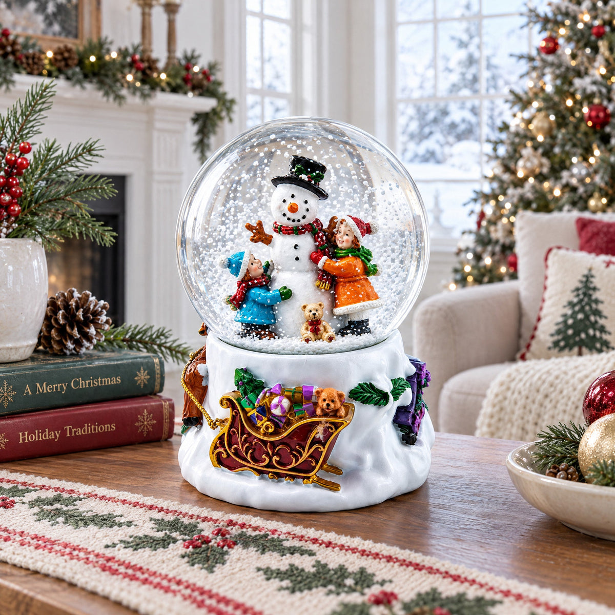 Snowman Embrace Musical Water Snow Globe | Musical Figurines > Snowmen | Wiccan Center