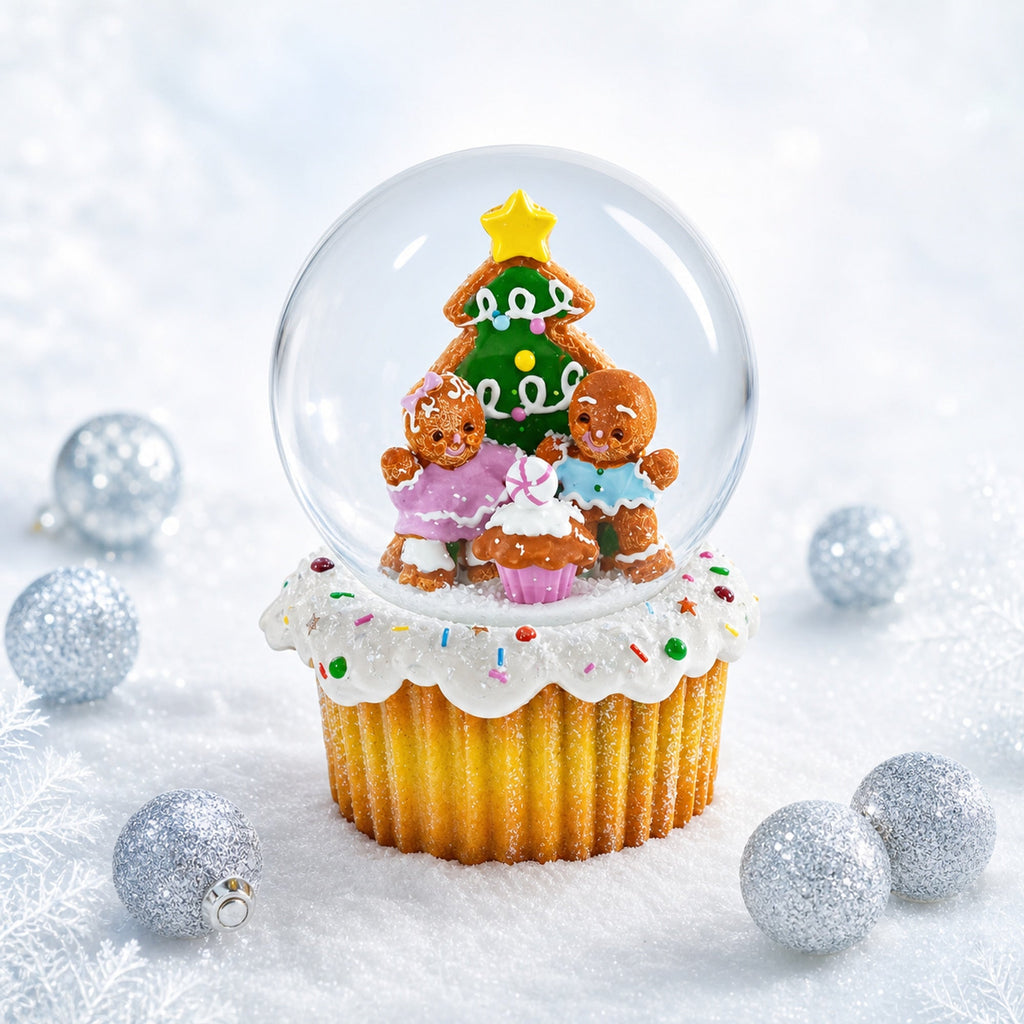 Gingerbread Family and Cupcake Musical Christmas Water Globe | Snow Globes > Fairy Tales | Wiccan Center