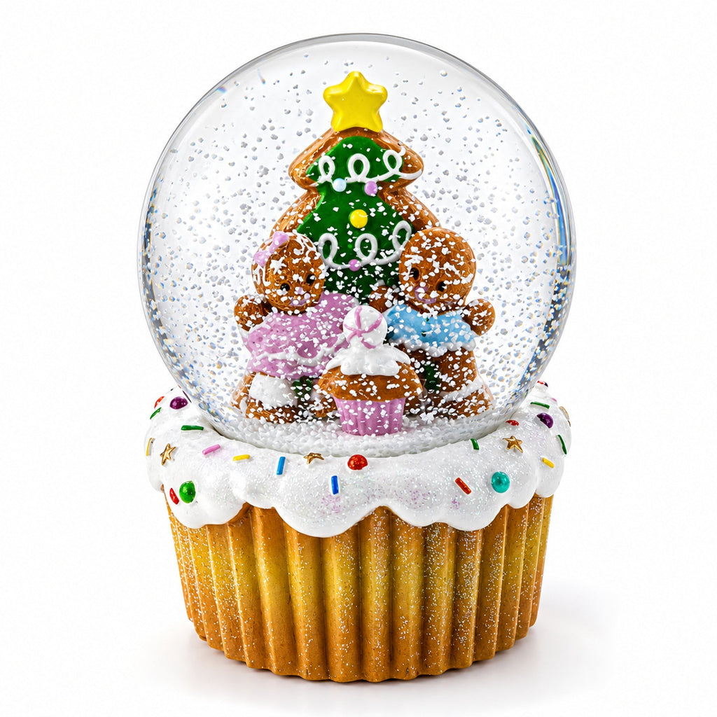 Gingerbread Family and Cupcake Musical Christmas Water Globe | Snow Globes > Fairy Tales | Wiccan Center