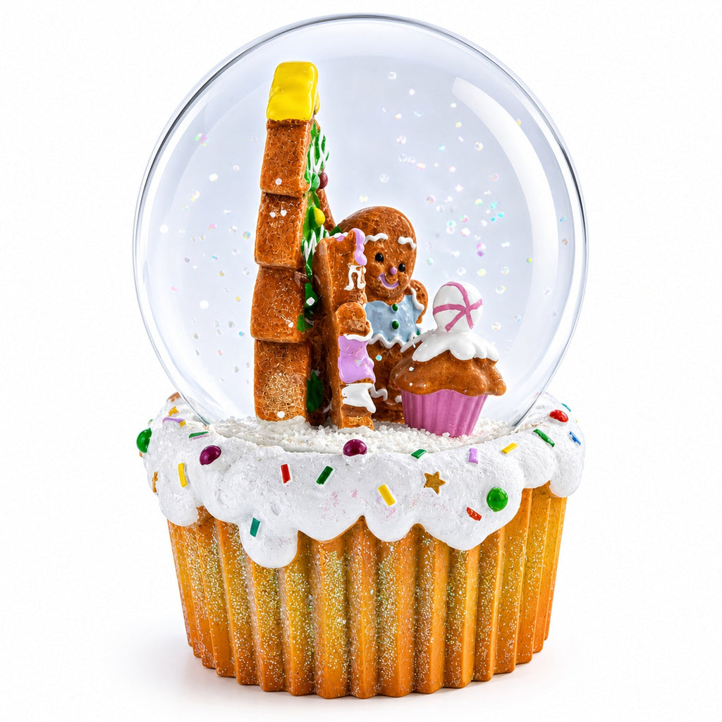 Gingerbread Family and Cupcake Musical Christmas Water Globe | Snow Globes > Fairy Tales | Wiccan Center