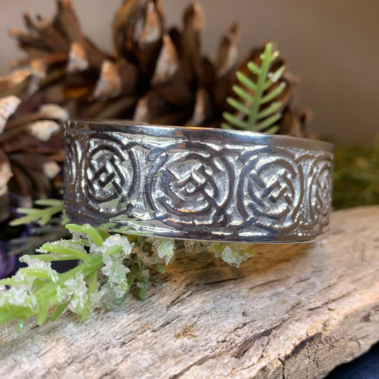 Celtic Knot Pewter Cuff Bracelet - Handmade in Scotland | Cuff Bracelet | Wiccan Center