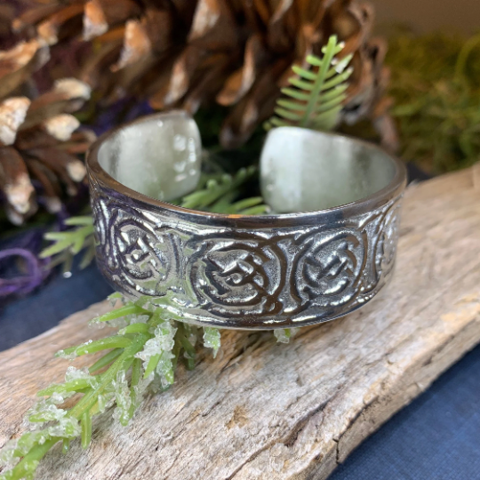 Celtic Knot Pewter Cuff Bracelet - Handmade in Scotland | Cuff Bracelet | Wiccan Center