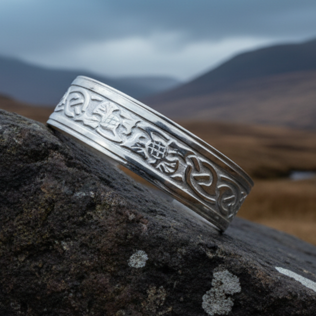 Thistle Pewter Cuff Bracelet - Handmade in Scotland | Cuff Bracelet | Wiccan Center