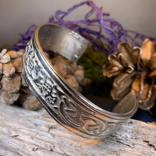 Thistle Pewter Cuff Bracelet - Handmade in Scotland | Cuff Bracelet | Wiccan Center