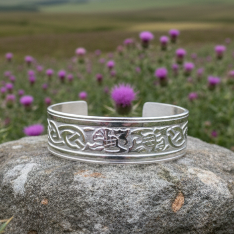 Thistle Pewter Cuff Bracelet - Handmade in Scotland | Cuff Bracelet | Wiccan Center