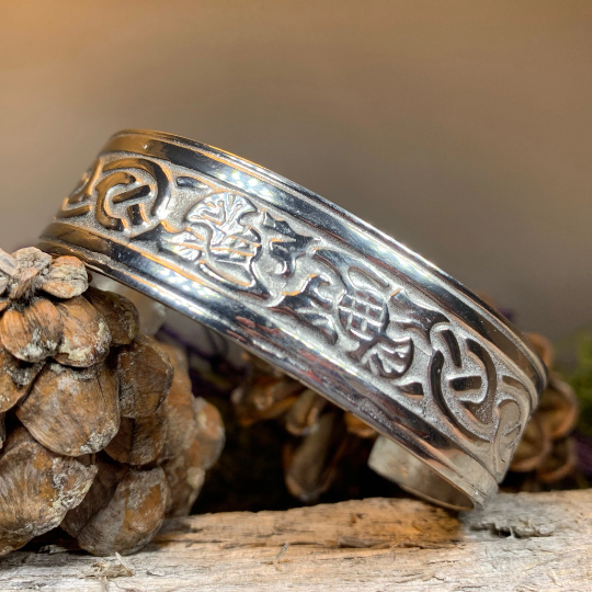 Thistle Pewter Cuff Bracelet - Handmade in Scotland | Cuff Bracelet | Wiccan Center