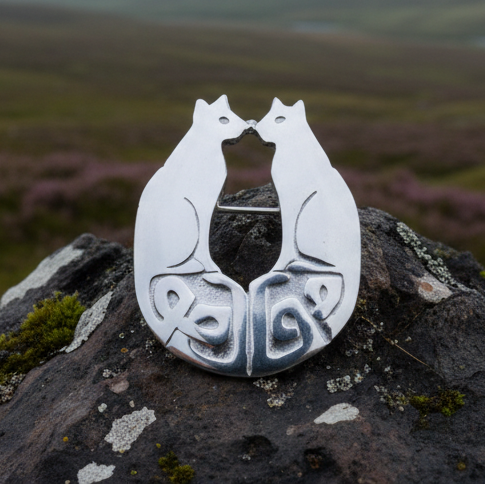 Celtic Cats Brooch - Handmade in Scotland | Brooch | Wiccan Center