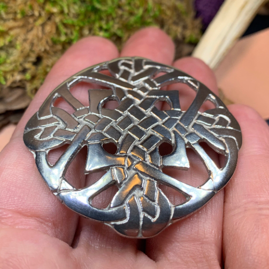 Pewter Celtic Cross Brooch - Handmade in Scotland | Brooch | Wiccan Center