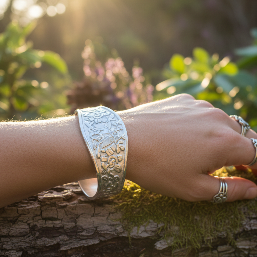Celtic Love Birds Cuff Bracelet - Handmade in Scotland