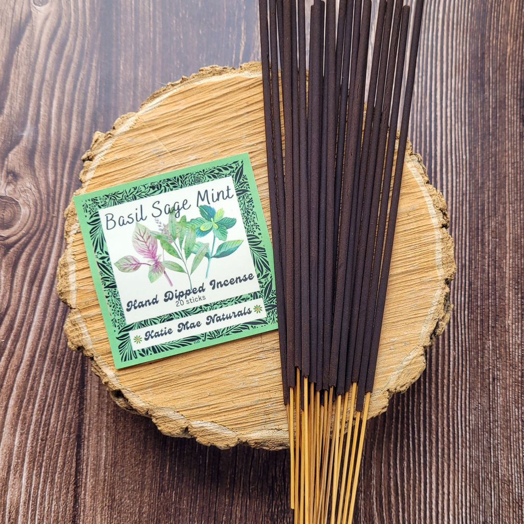 Basil Sage Mint Incense Sticks – Hand Dipped Fresh Herbal Incense | Incense | Wiccan Center