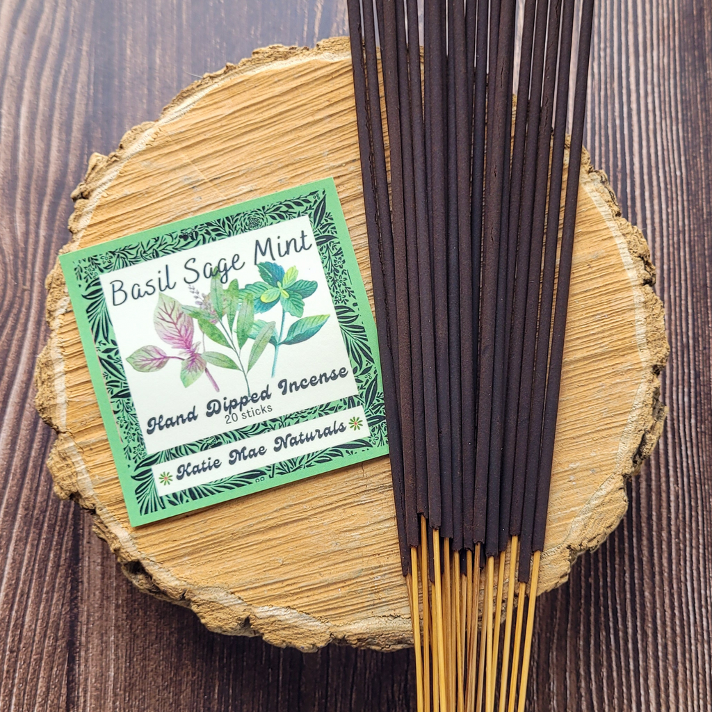 Basil Sage Mint Incense Sticks – Hand Dipped Fresh Herbal Incense | Incense | Wiccan Center